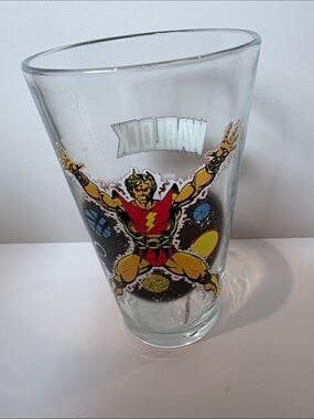 Marvel Warlock Clear Glass Tumbler with Yellow and Red Logo